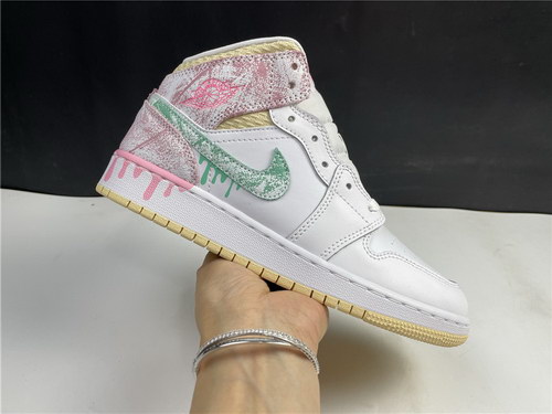 Air Jordan 1 Mid SE GS Paint Drip